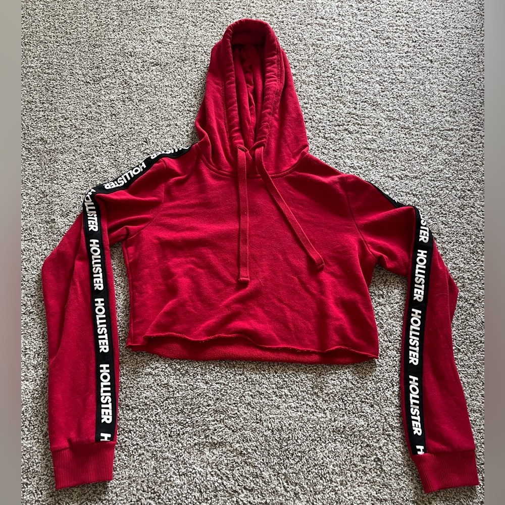 Hollister Cropped Red Sweatshirt